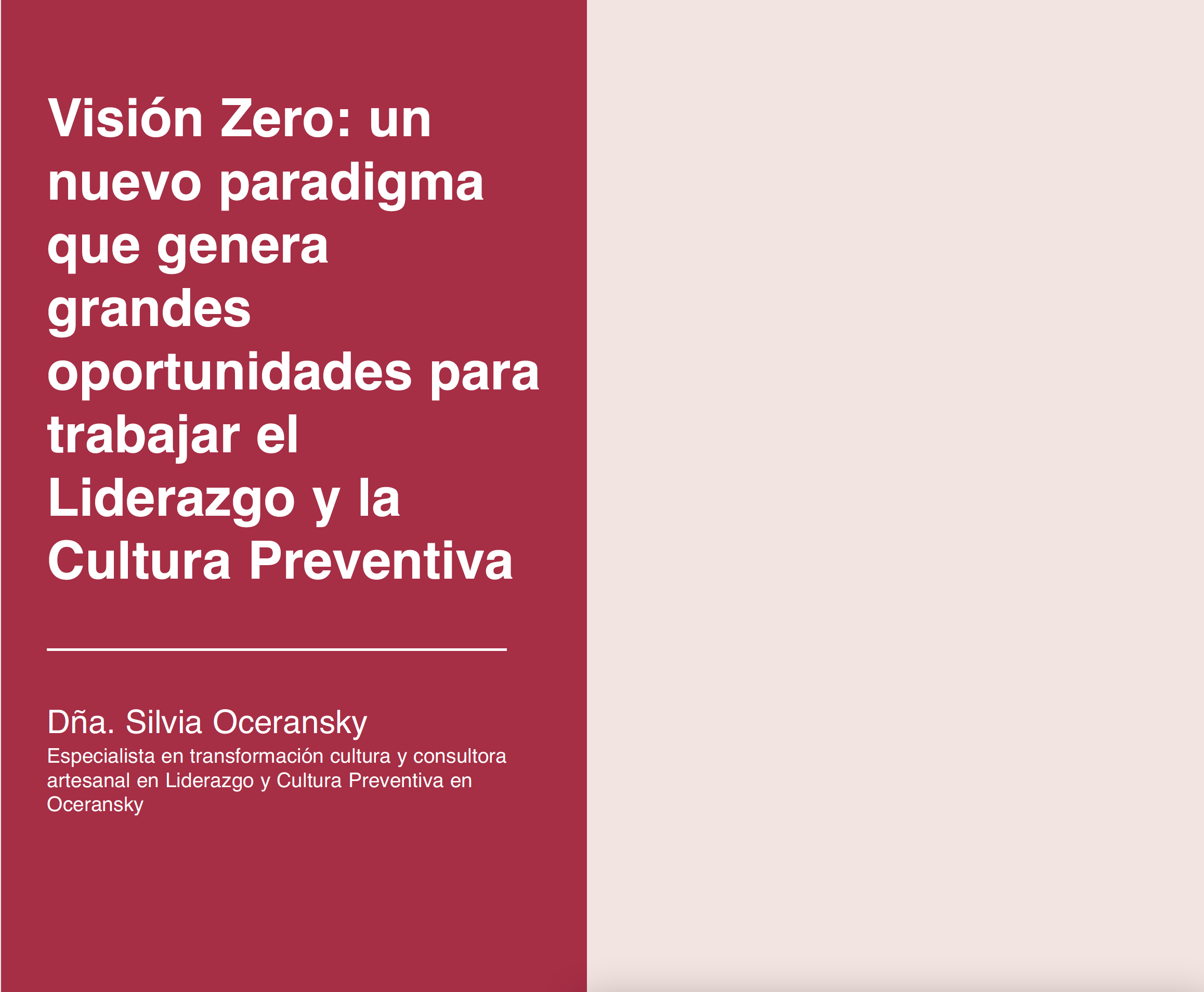 Vision Zero nuevo paradigma genera oportunidades liderazgo y cultura preventiva Silvia Oceransky IAPRL
